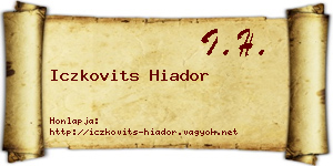 Iczkovits Hiador névjegykártya